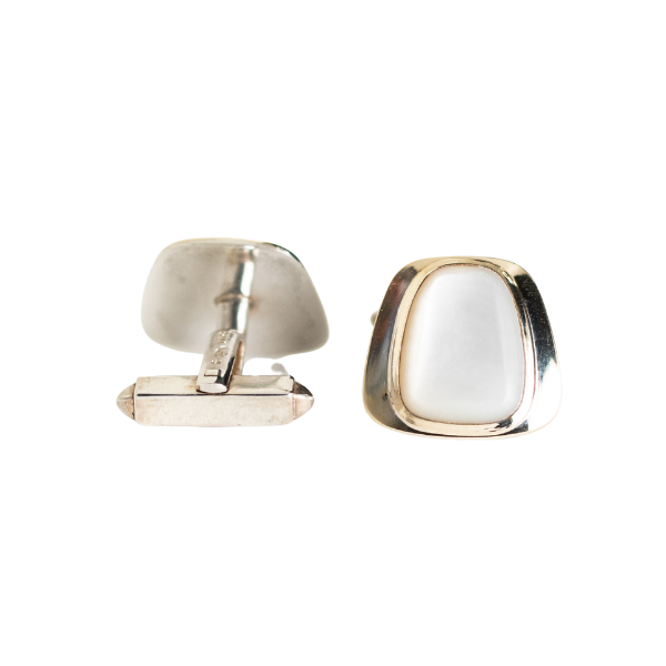 VINTAGE Manschettenknöpfe Perlmutt weiß - 800 Silber