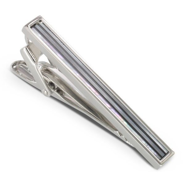 Krawattenklammer Perlmutt Onyx Einlage