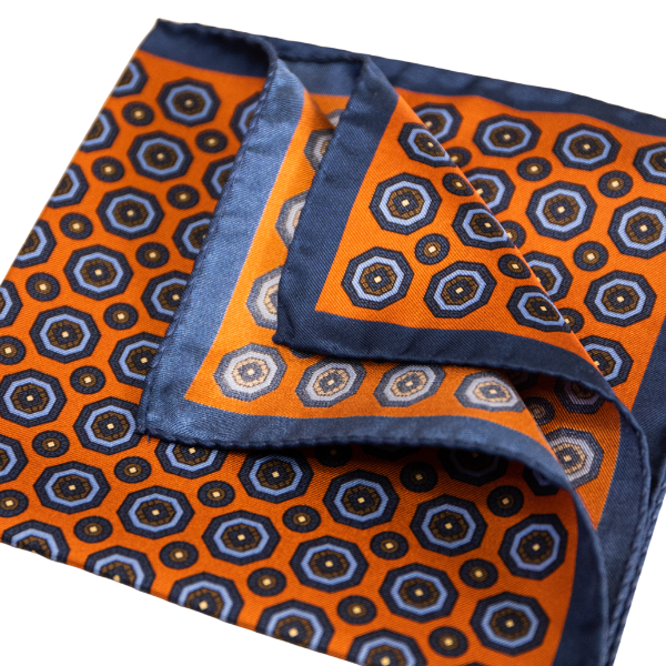 Pocket Square Alter Knabe - "Blue Bug Orange"
