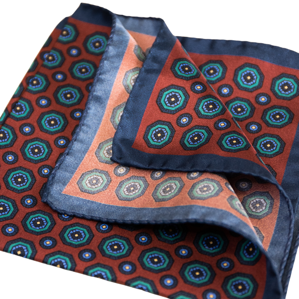 Pocket Square Alter Knabe - "Red Bug Navy Blue"