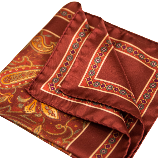 Pocket Square Alter Knabe - "Big Red Paisley "