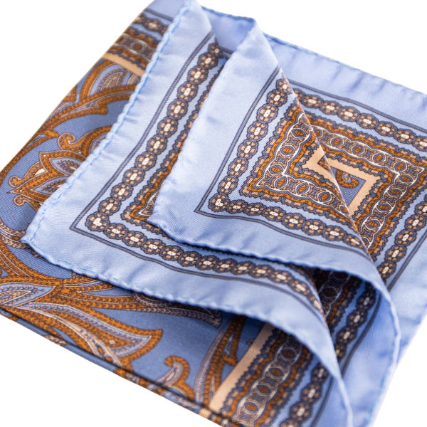 Pocket Square Alter Knabe - "Big Light Blue Paisley"