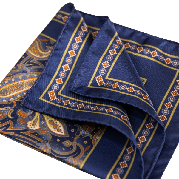 Pocket Square Alter Knabe - "Big Blue Paisley "