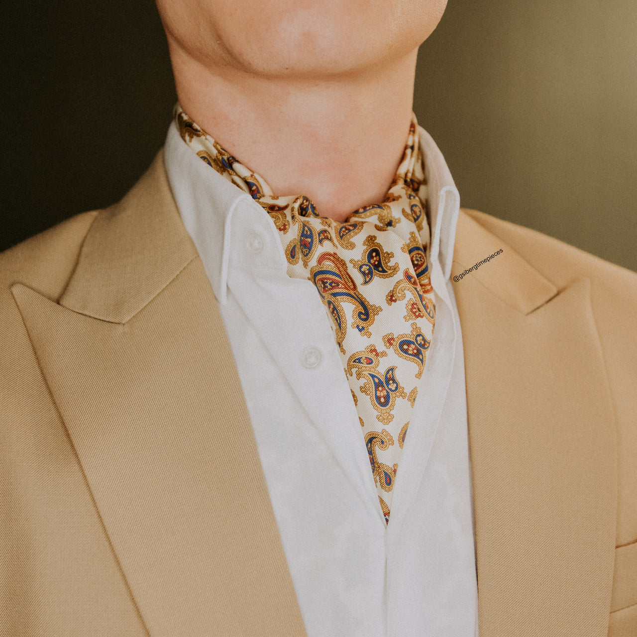 100% Silk ASCOT Alter Knabe - BIANCO ALLA VANIGLIA