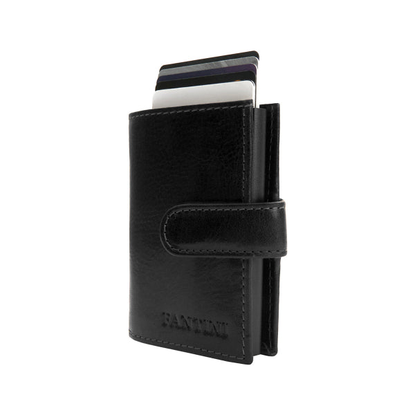 Pop-Up Leather card holder - Schwarz