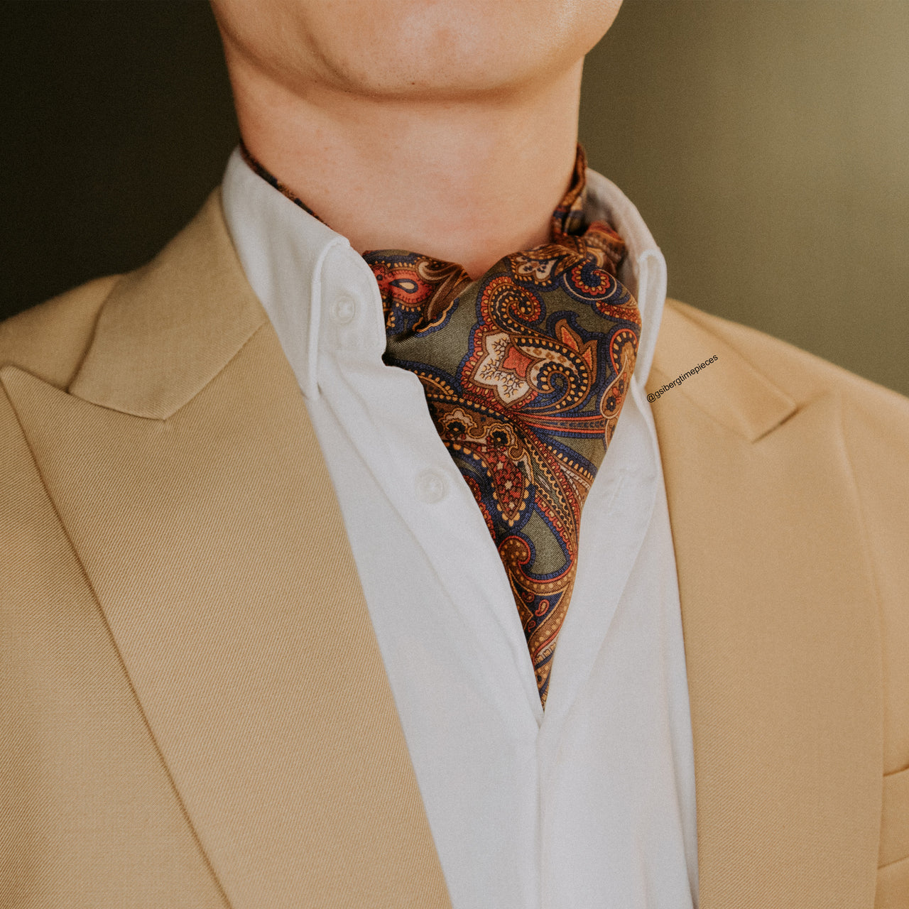 100% Silk ASCOT Alter Knabe - VERDE OLIVIA