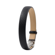 Hirsch SETH Leder Armband in schwarz aus echtem Leder mit Verschluss  für Sie und Ihn Unisex komfortabel zu tragen da der innen Ring aus gerautes Leder ist die Edelstahlschließe ist einstellbar Luxus in Vorarlberg Geschenkideen