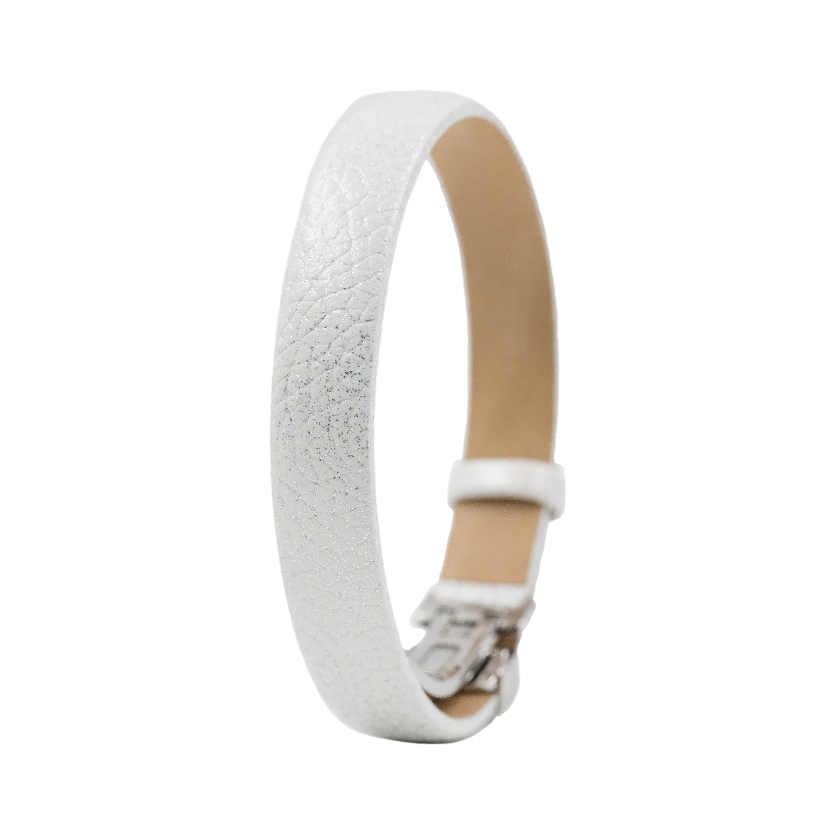 Hirsch SETH Leder Armband in weiß mit Silberstaub aus echtem Leder mit Verschluss  für Sie und Ihn Unisex komfortabel zu tragen da der innen Ring aus gerautes Leder ist die Edelstahlschließe ist einstellbar Luxus in Vorarlberg Geschenkideen